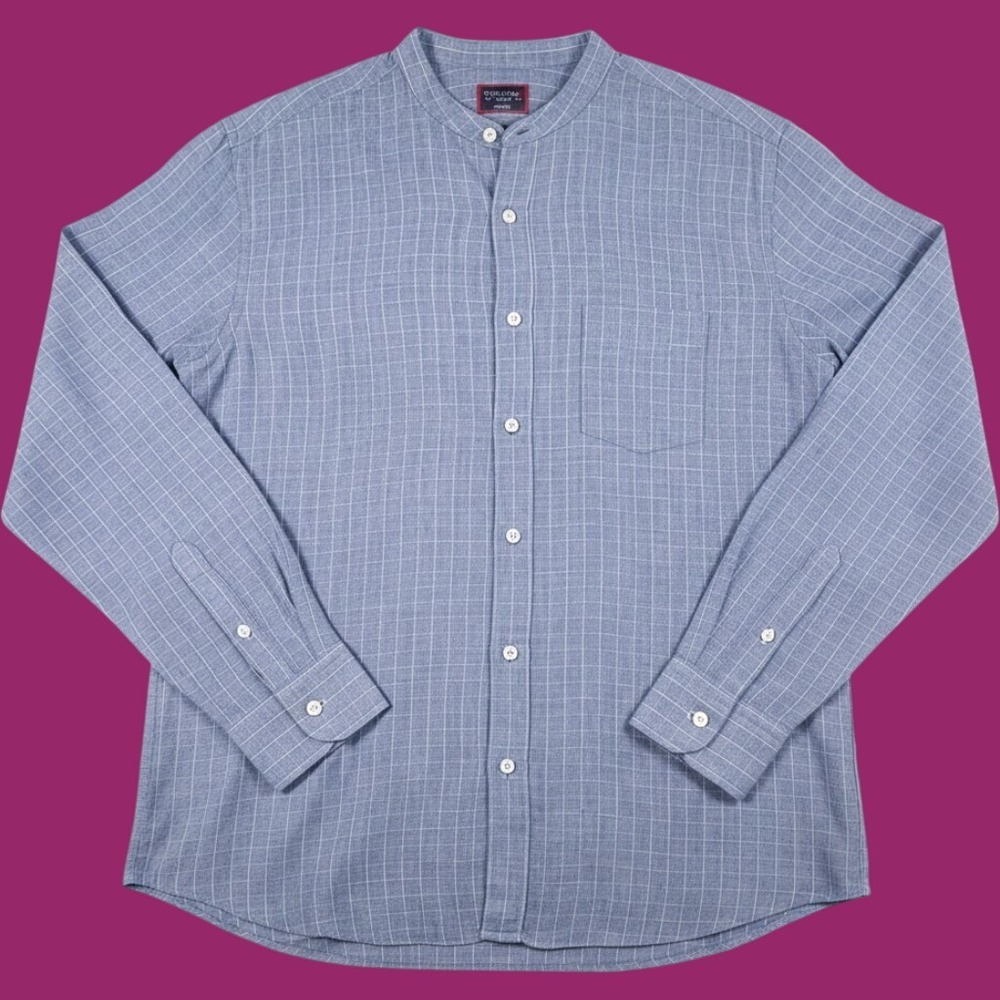 UNTUCKit Ramey Shirt Mens XL Blue 100% Linen Band Collar Summer Comfort